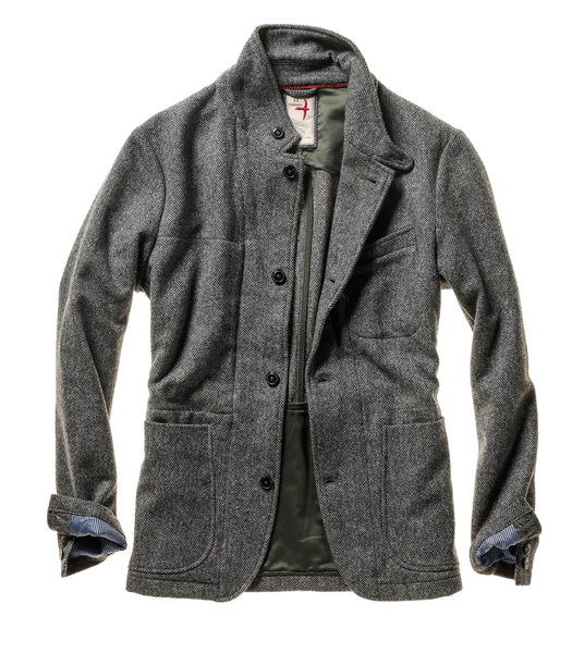 Relwen Heritage Trap Blazer in Grey  Herringbone