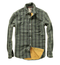 Load image into Gallery viewer, Relwen Chamois-lined Flannel Sage/Navy plaid
