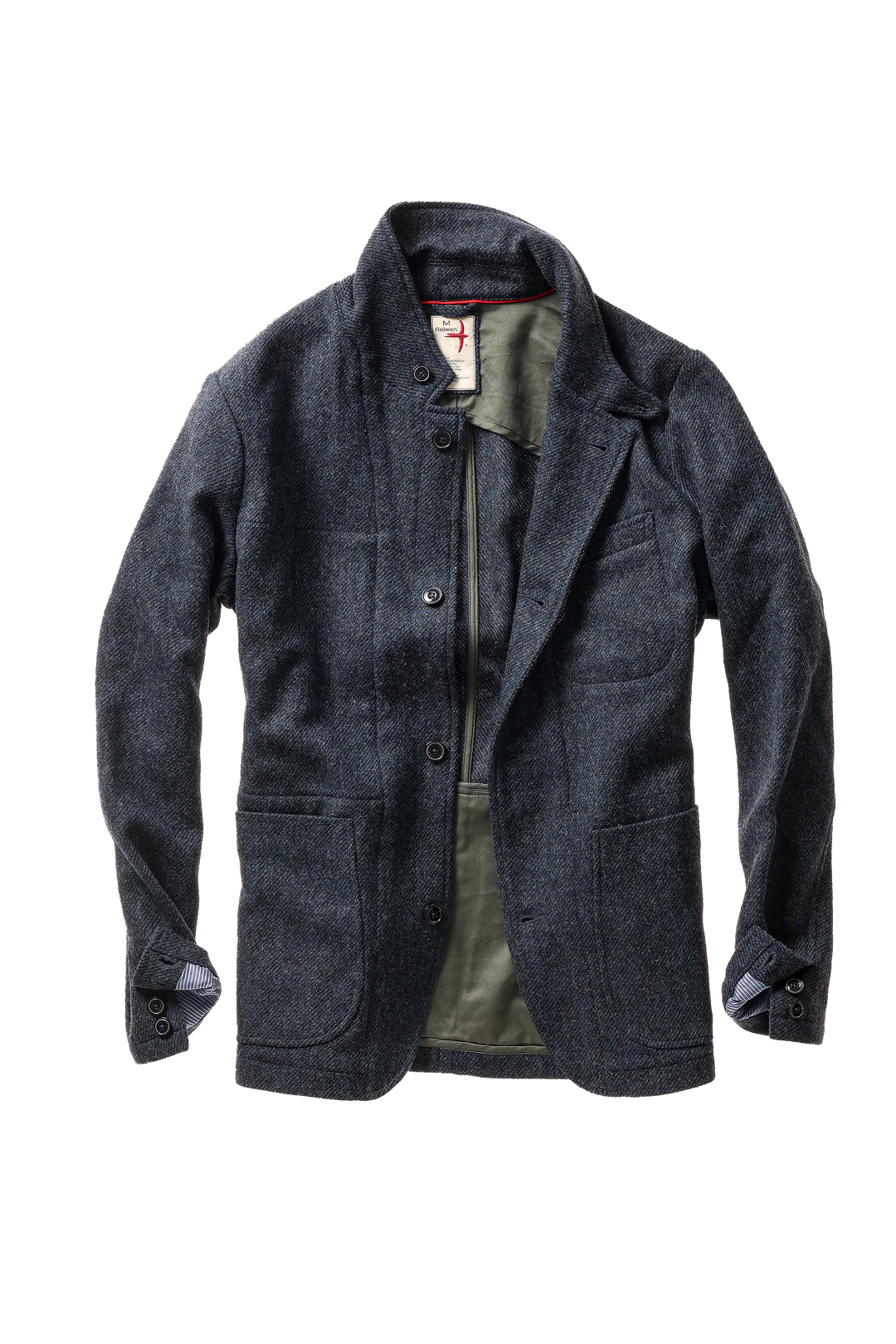 Relwen Heritage Trap Blazer In Bright Blue/Navy Twill