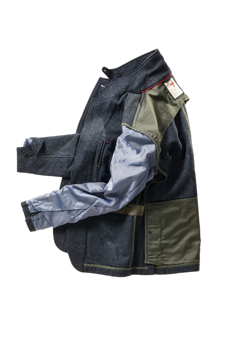 Relwen Heritage Trap Blazer In Bright Blue/Navy Twill