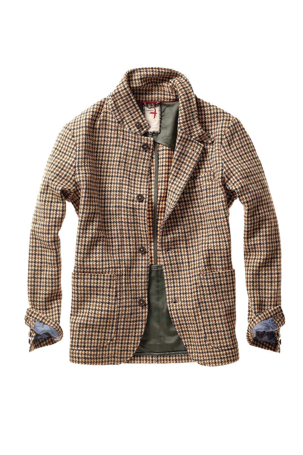 Relwen Heritage Trap Blazer in Camel Guncheck