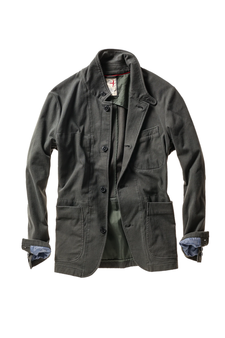 Relwen Moleskin Trap Blazer In Char Loden