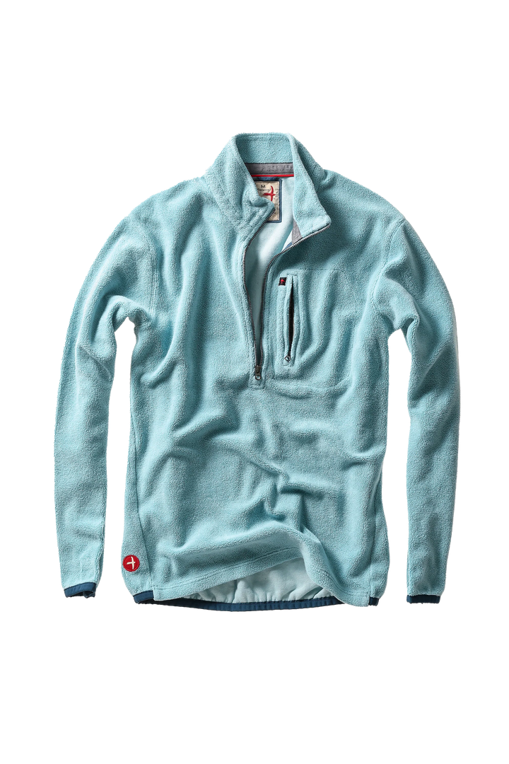 Relwen Sheared Fleece Half-Zip In Blue Haze