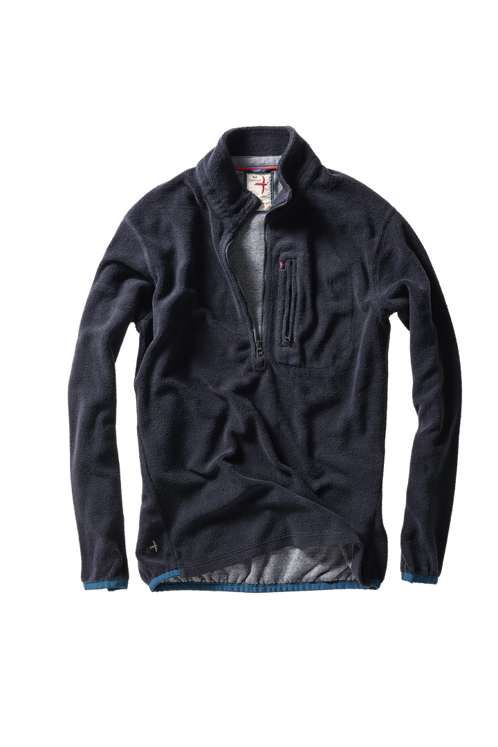 Relwen Sheared Fleece Half-Zip In Dark Navy