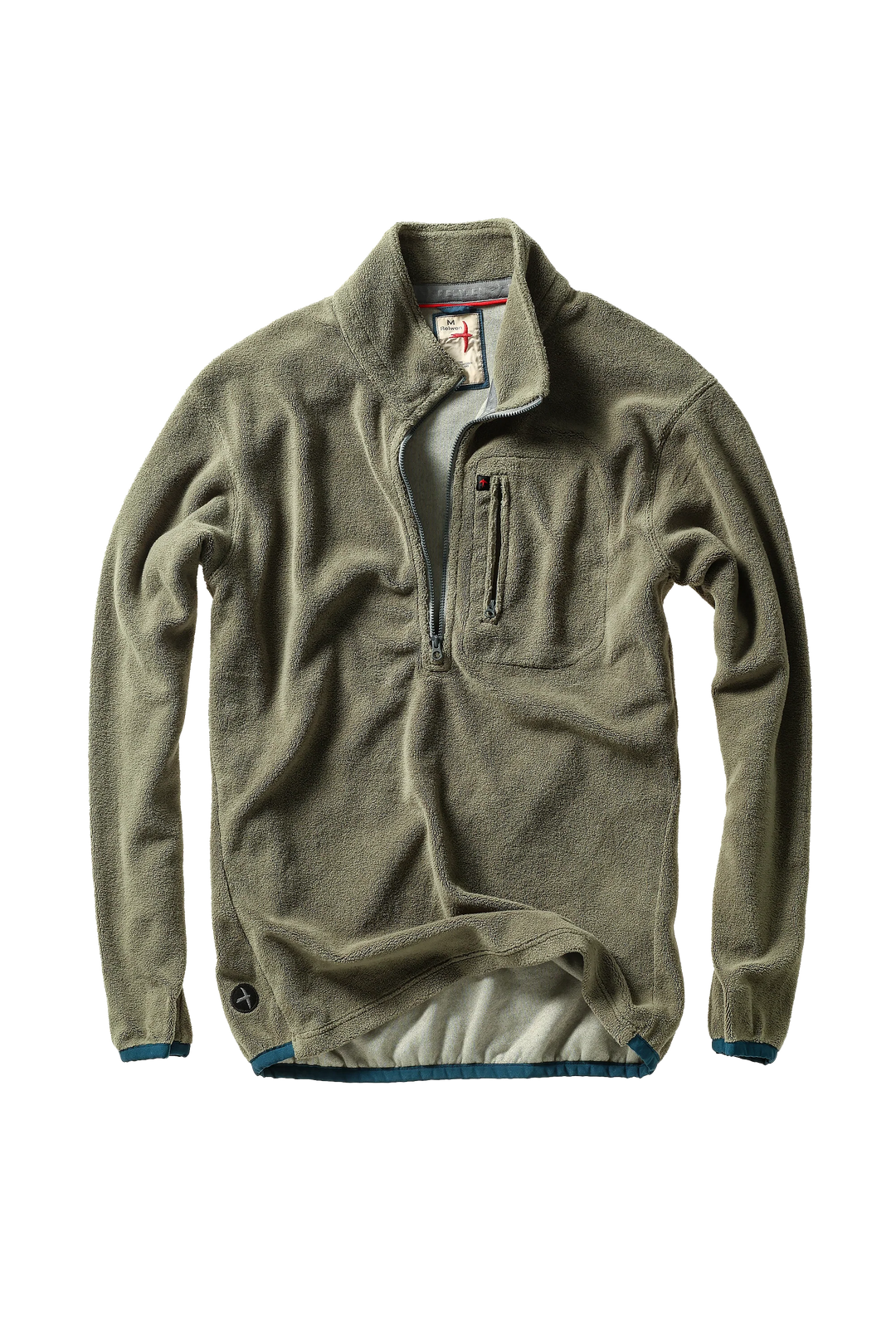Relwen Sheared Fleece Half-Zip In Olive Fade