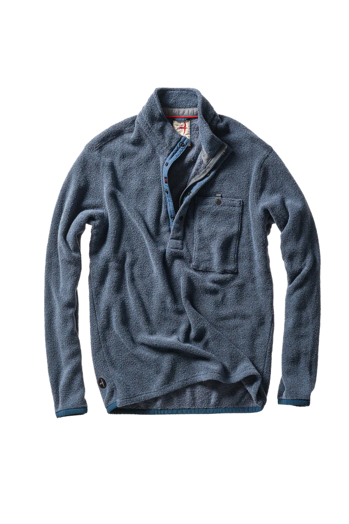 Relwen Terry Snap Zip Mock Navy