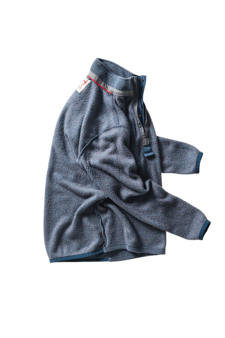 Relwen Terry Snap Zip Mock Navy