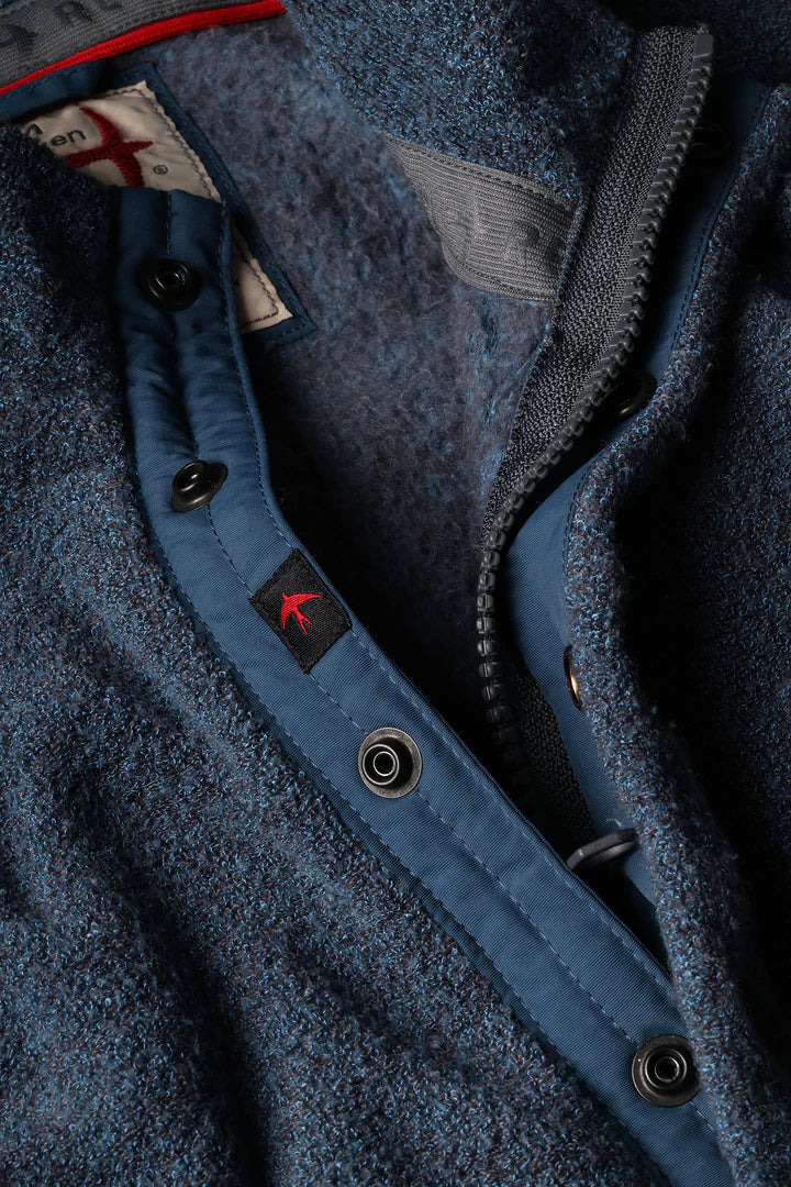Relwen Terry Snap Zip Mock Navy
