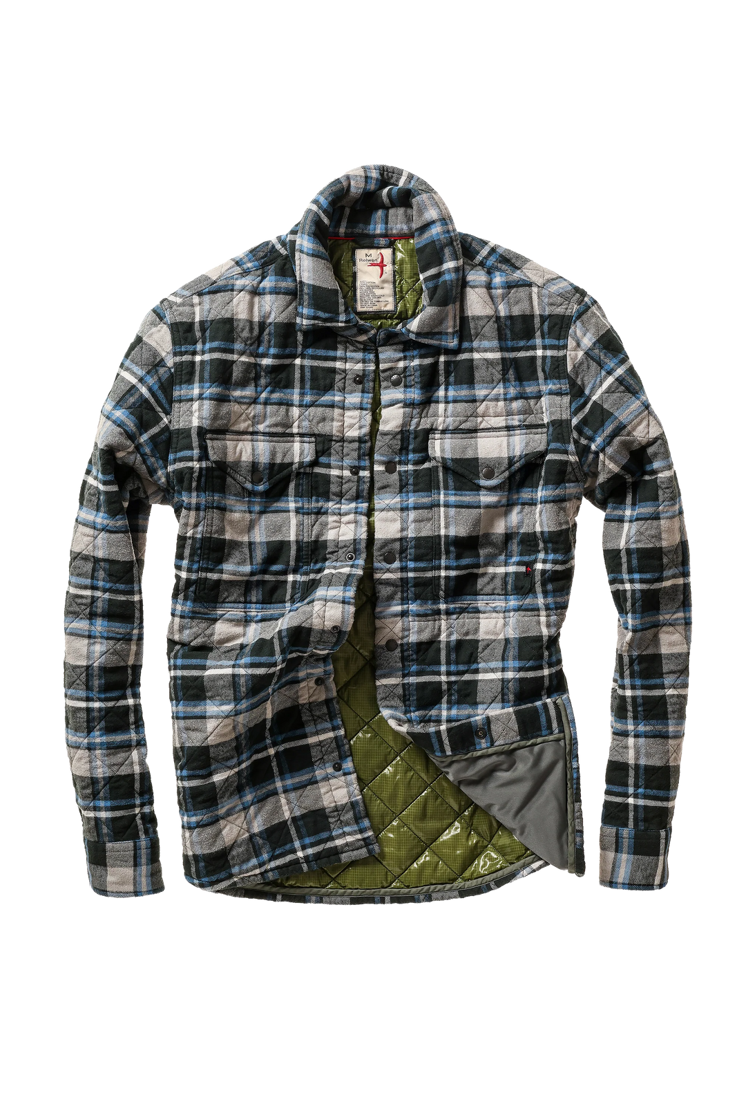 Relwen Quilted Flannel Shirtjacket Dark Grey/Navy Plaid