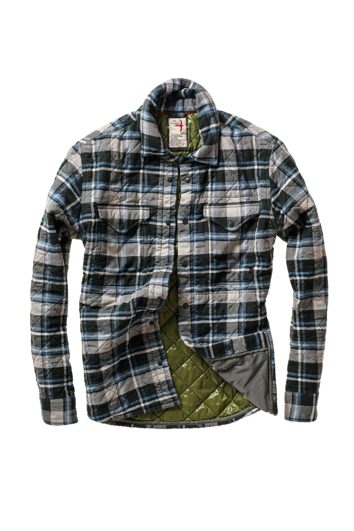 Relwen Quilted Flannel Shirtjacket Dark Grey/Navy Plaid