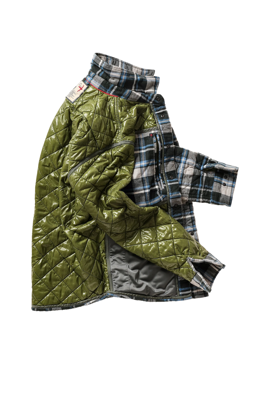 Relwen Quilted Flannel Shirtjacket Dark Grey/Navy Plaid