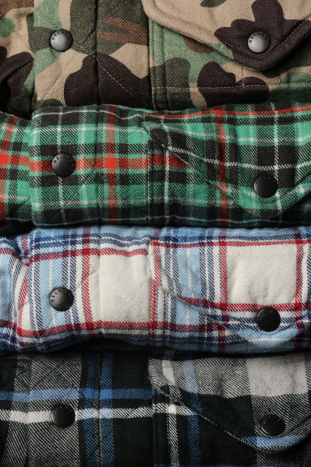 Relwen Quilted Flannel Shirtjacket Dark Grey/Navy Plaid