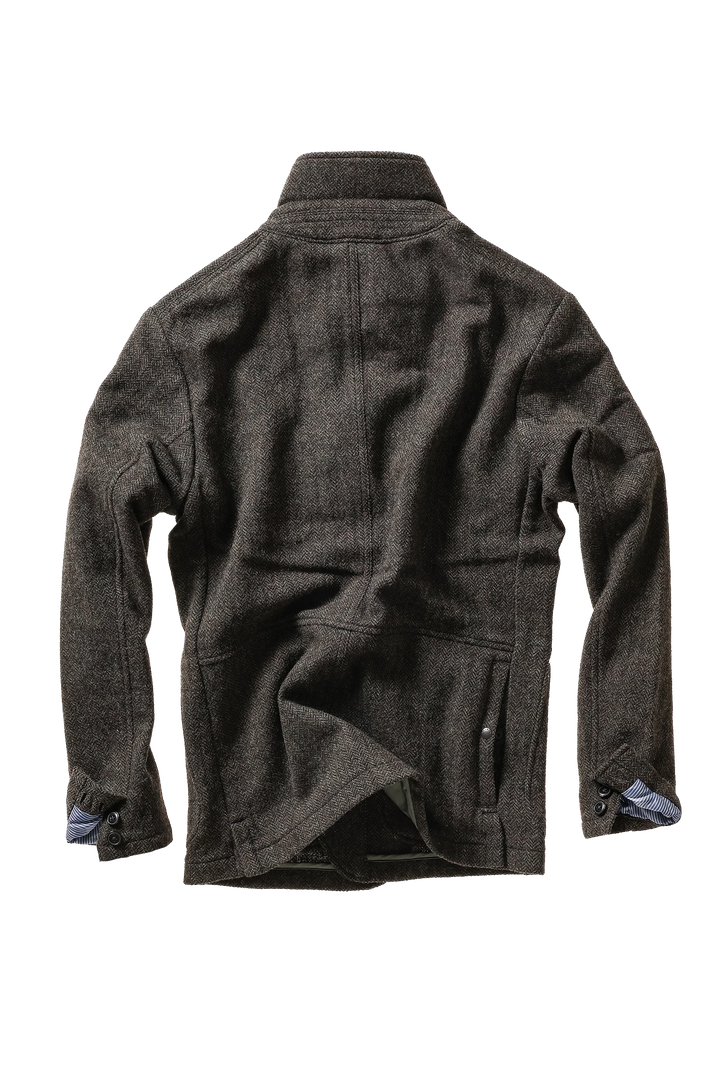 Relwen Heritage Trap Blazer Charcoal Olive Herringbone
