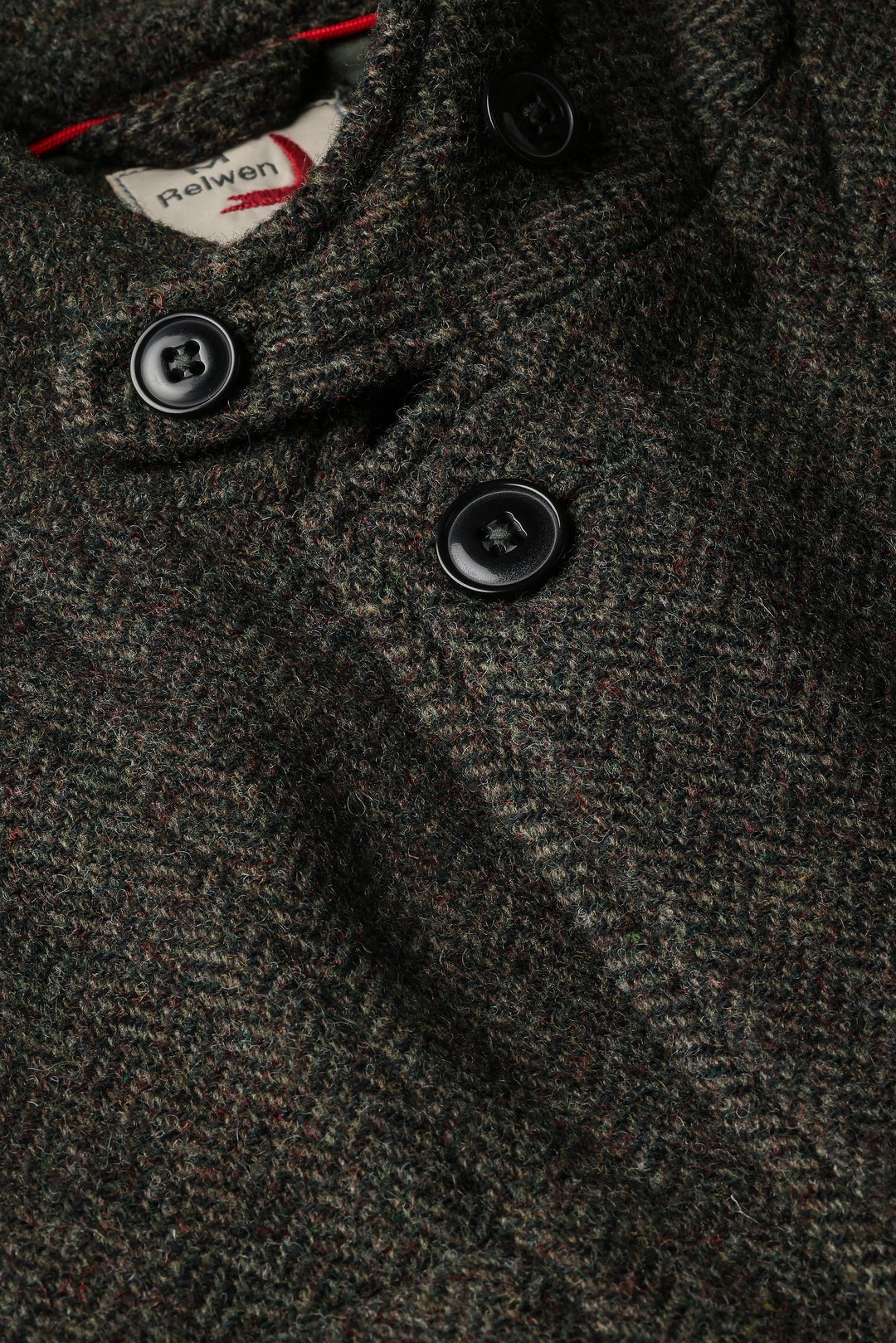 Relwen Heritage Trap Blazer Charcoal Olive Herringbone