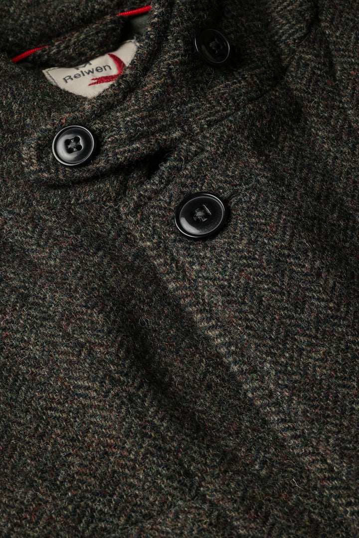 Relwen Heritage Trap Blazer Charcoal Olive Herringbone