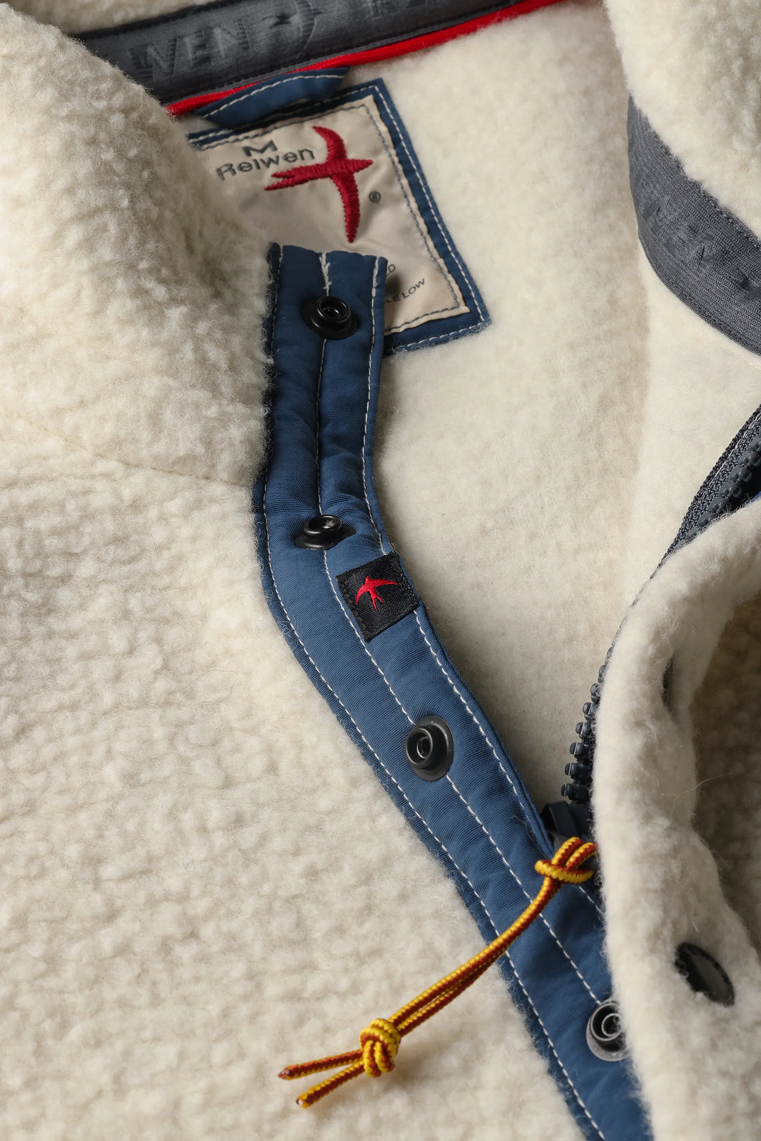 Relwen Wooly Shag Snap-Zip Buff White