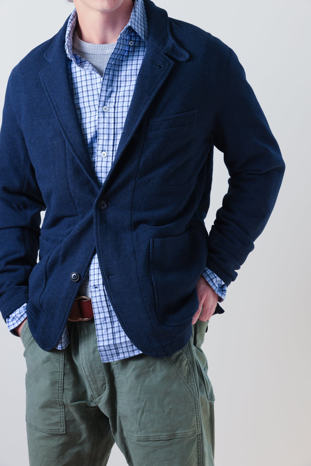 Relwen Pique Trap Blazer Navy