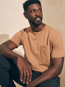 Faherty Men's Sunwashed Pocket Tee in Walnut