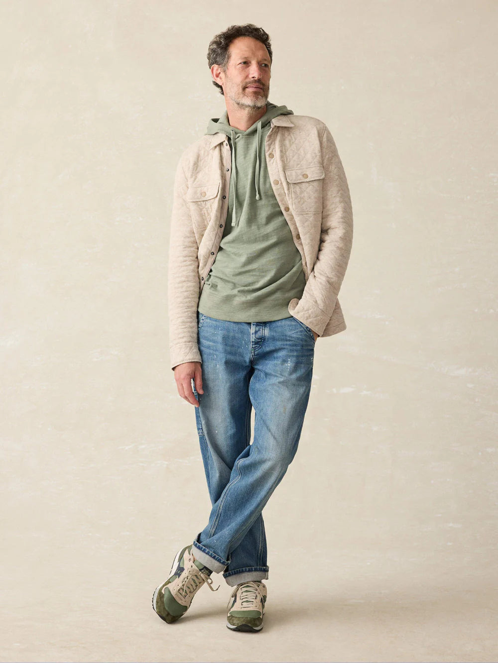 Faherty Sunwashed Slub Hoodie In Clover Creek