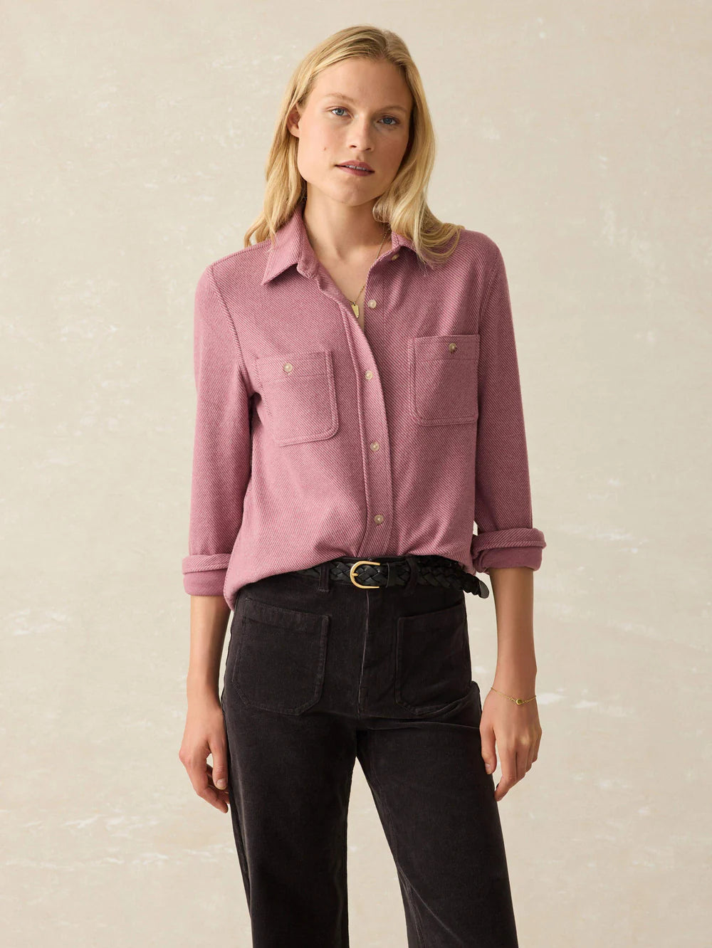 Faherty Legend Sweater In Rose Twill