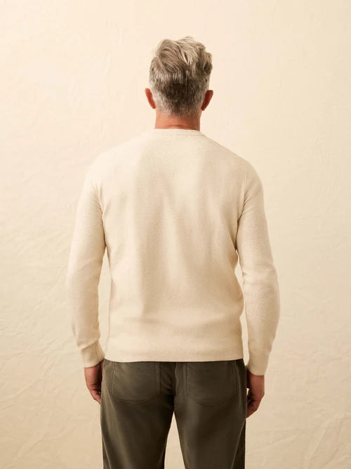 FAHERTY Jackson Crew Sweater in Ivory Sky Feeder