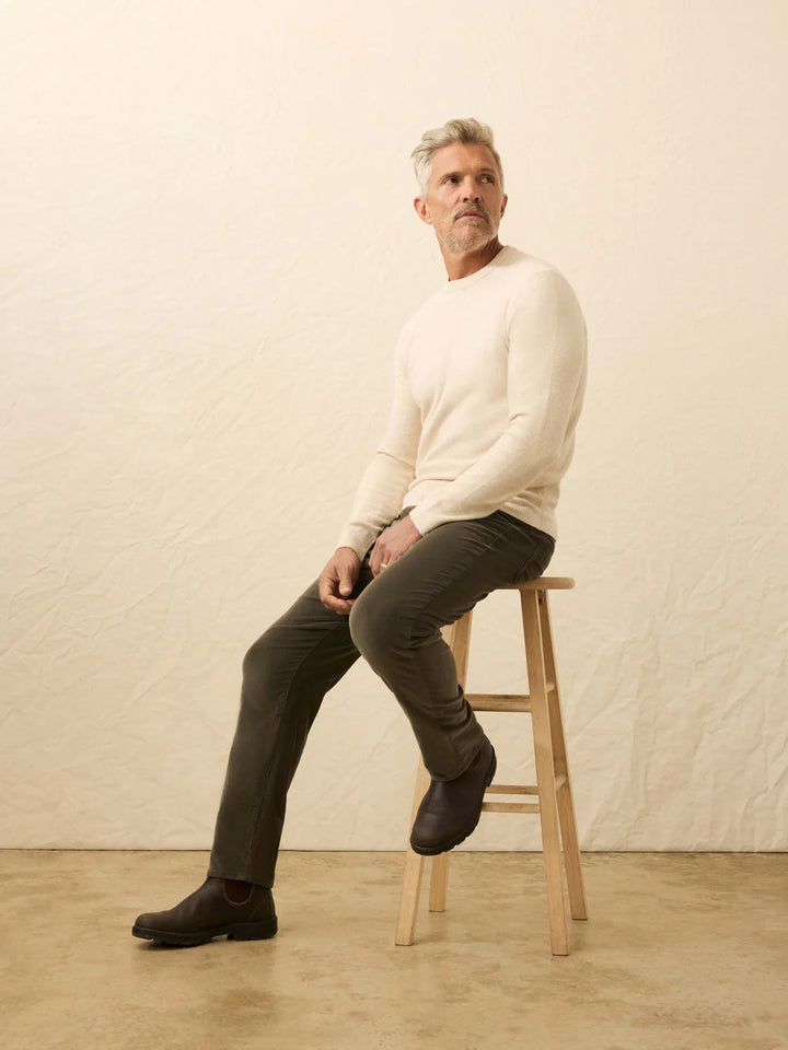 FAHERTY Jackson Crew Sweater in Ivory Sky Feeder