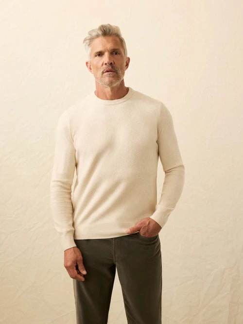 FAHERTY Jackson Crew Sweater in Ivory Sky Feeder