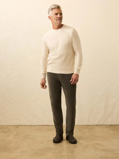 FAHERTY Jackson Crew Sweater in Ivory Sky Feeder