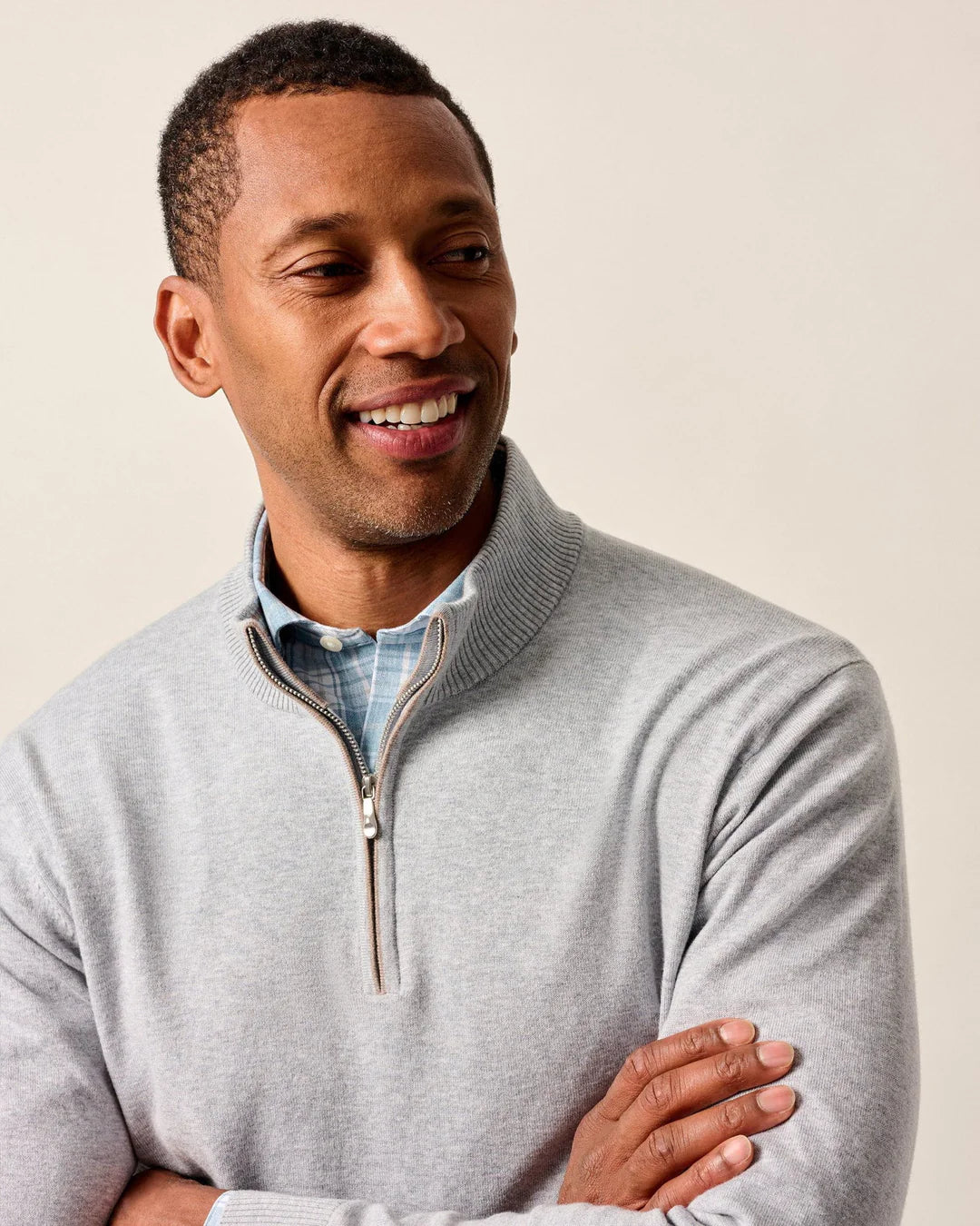 Johnnie O Desmond Cotton Blend 1/4 Zip Sweater In Pebble