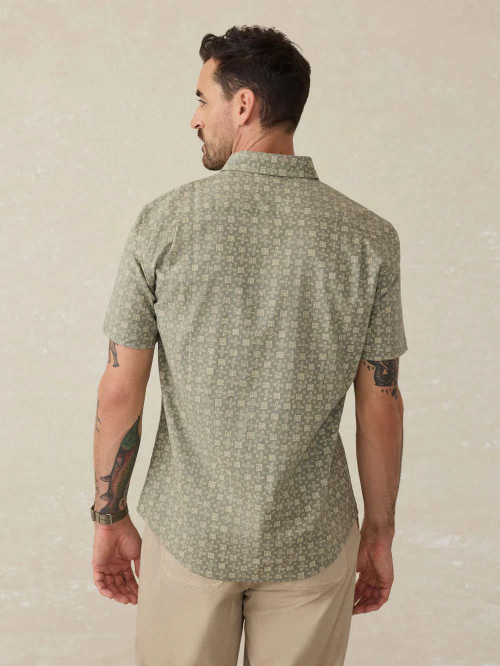 Faherty Ss Breeze Shirt In Sundried Sage Emblem