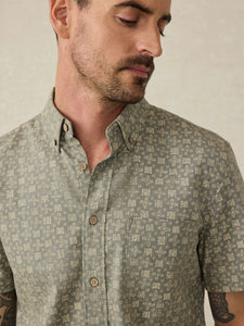 Faherty SS Breeze Shirt in Sundried Sage Emblem