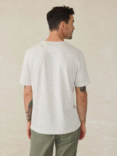Load image into Gallery viewer, Faherty Men&#39;s Sunwashed Regenerative Cotton Tee in Cream Flint Stripe
