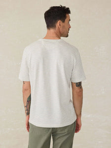 Faherty Men's Sunwashed Regenerative Cotton Tee in Cream Flint Stripe