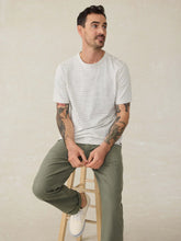 Load image into Gallery viewer, Faherty Men&#39;s Sunwashed Regenerative Cotton Tee in Cream Flint Stripe
