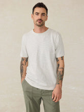 Load image into Gallery viewer, Faherty Men&#39;s Sunwashed Regenerative Cotton Tee in Cream Flint Stripe
