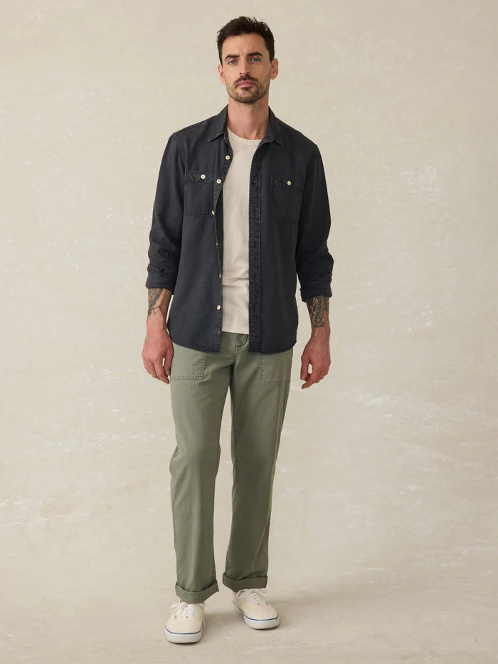 Faherty Tried &amp; True Chambray Workshirt In Durango Black