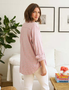 Frank & Eileen Relaxed Shirt Grey/Pink Check