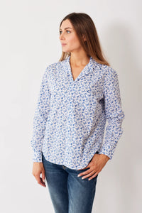 Eileen Button-Up in Blue Butterflies