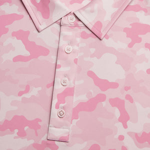 G/FORE Mapped Camo Tech Jersey Polo in Blush