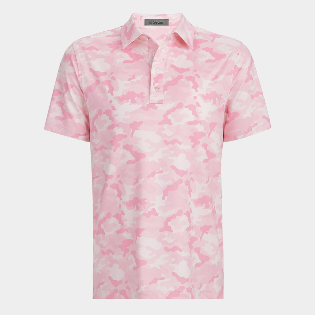 G/FORE Mapped Camo Tech Jersey Polo in Blush