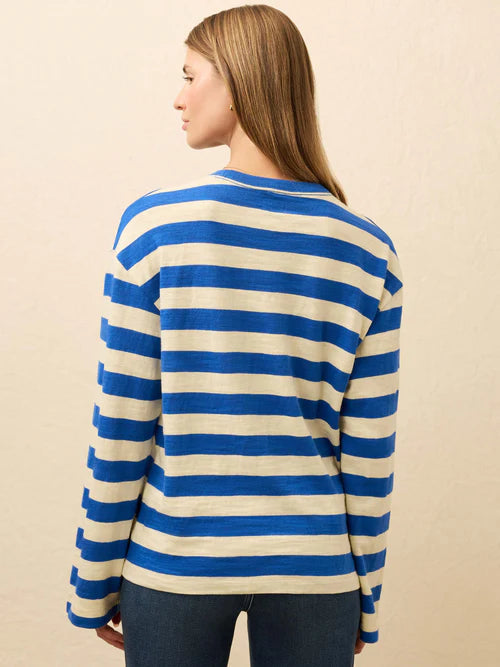 Faherty Sunwashed Slub L/S Retro Tee In Sea Stripe