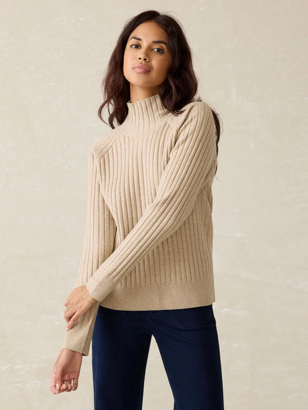 Faherty Jackson Mockneck in Oat Heather