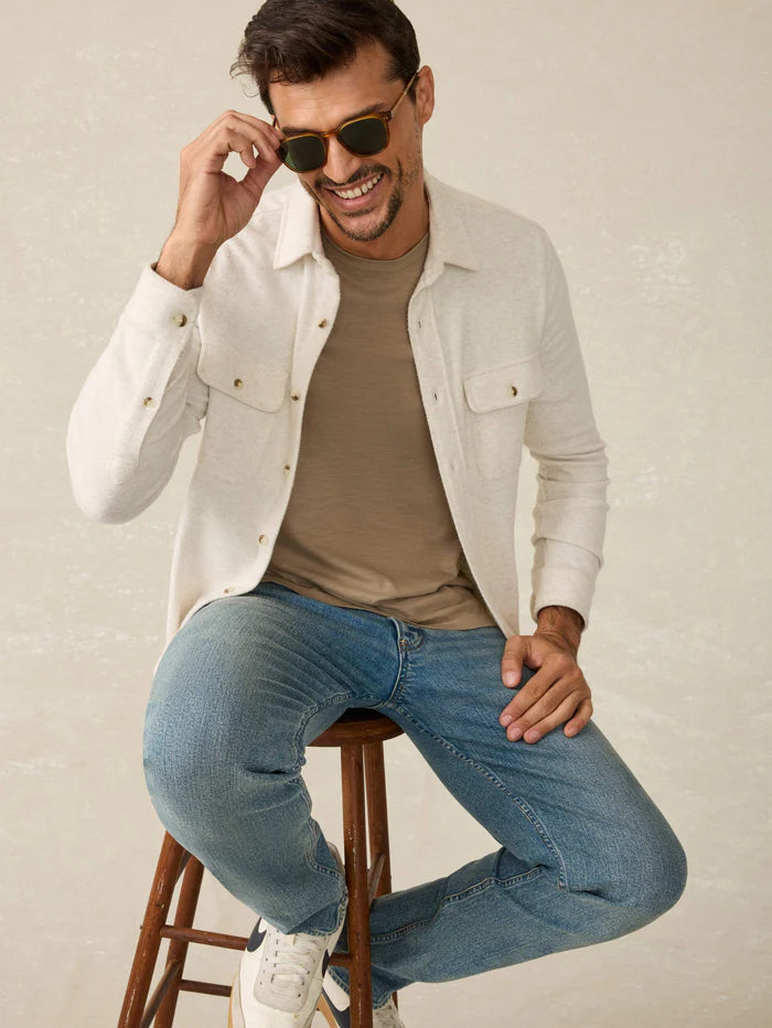 Faherty Mens Legend Sweater Shirt In Off White