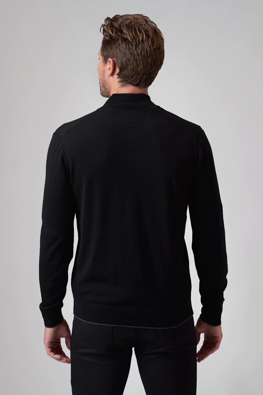 Raffi Merino Zip Mock In Black
