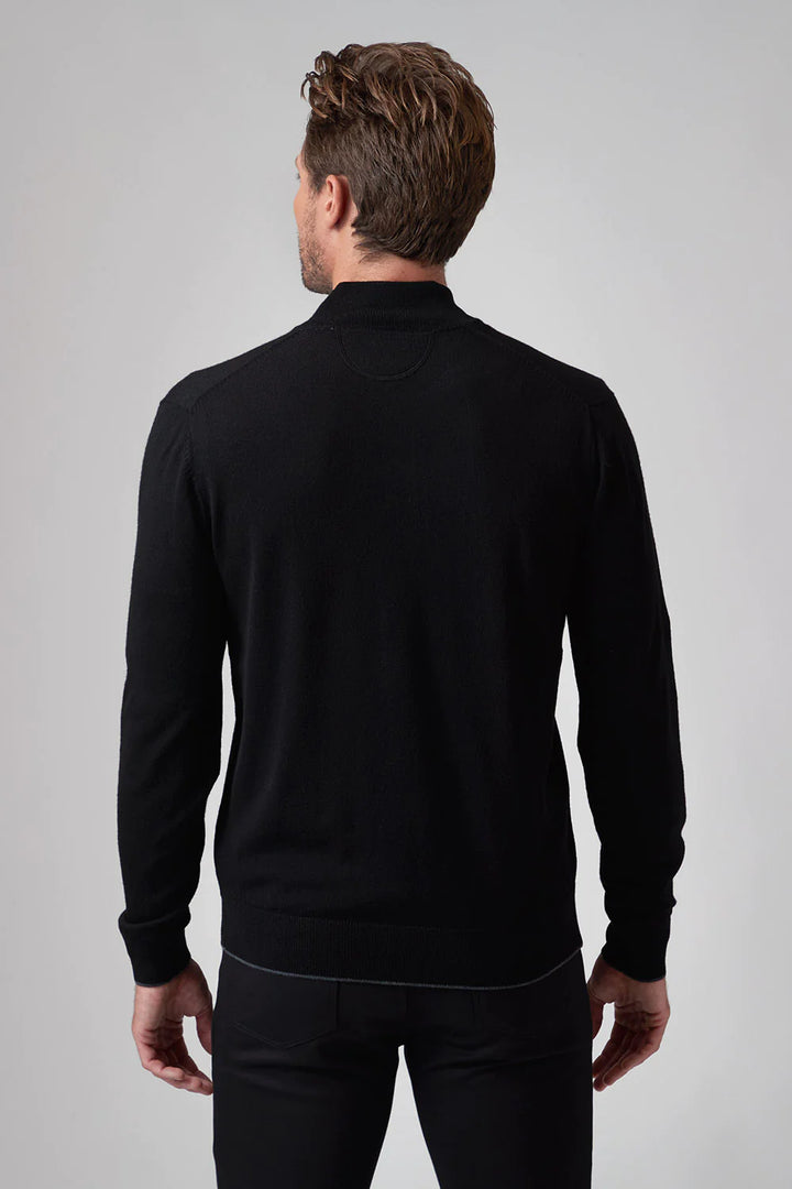 Raffi Merino Zip Mock In Black