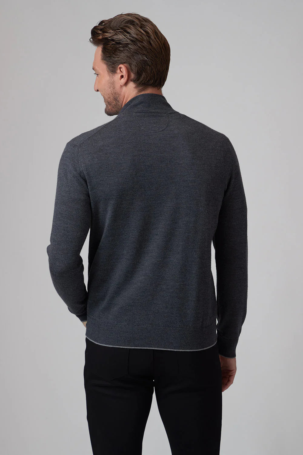 Raffi L/S Zip Mock In Charcoal