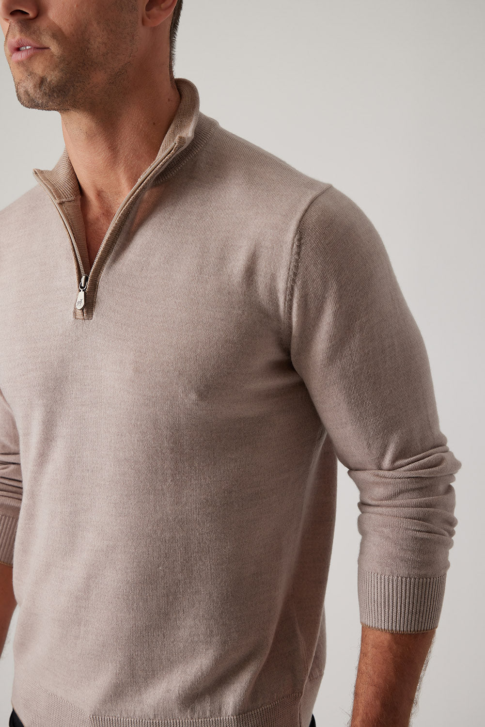 Raffi L/S Zip Mock In Oat