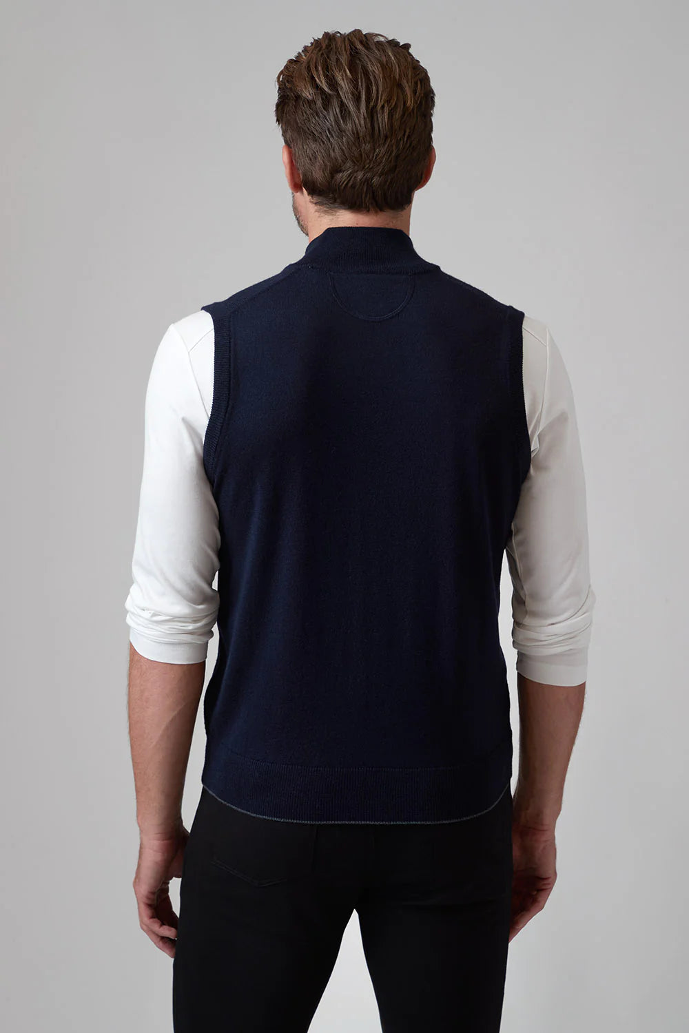Raffi S/L Zip Mock In Navy