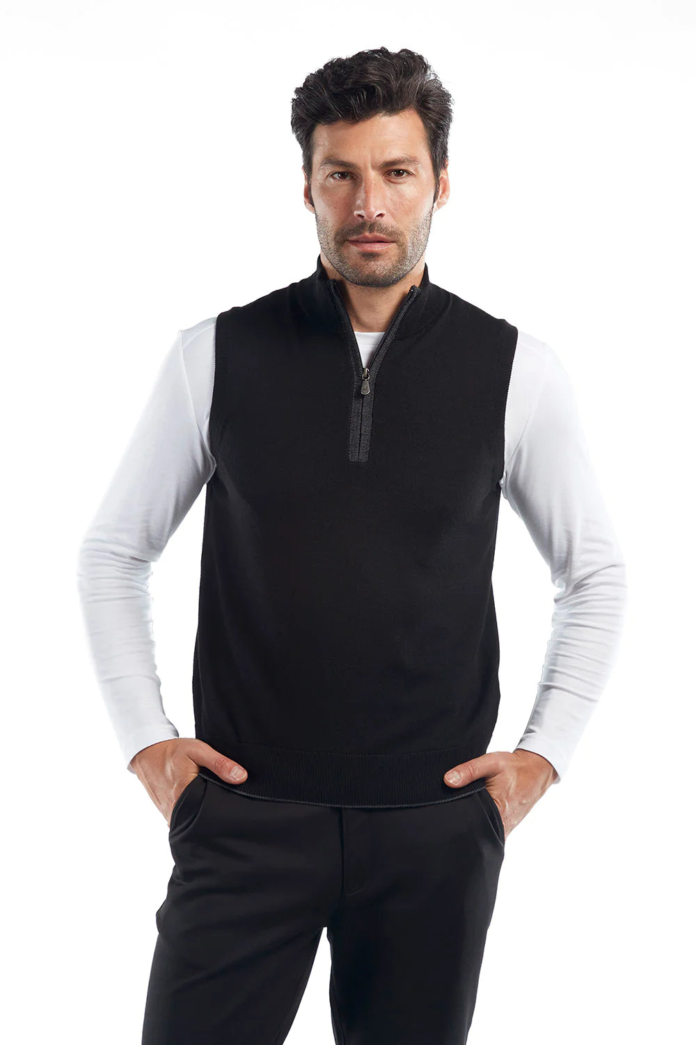 Raffi S/L Zip Mock In Black