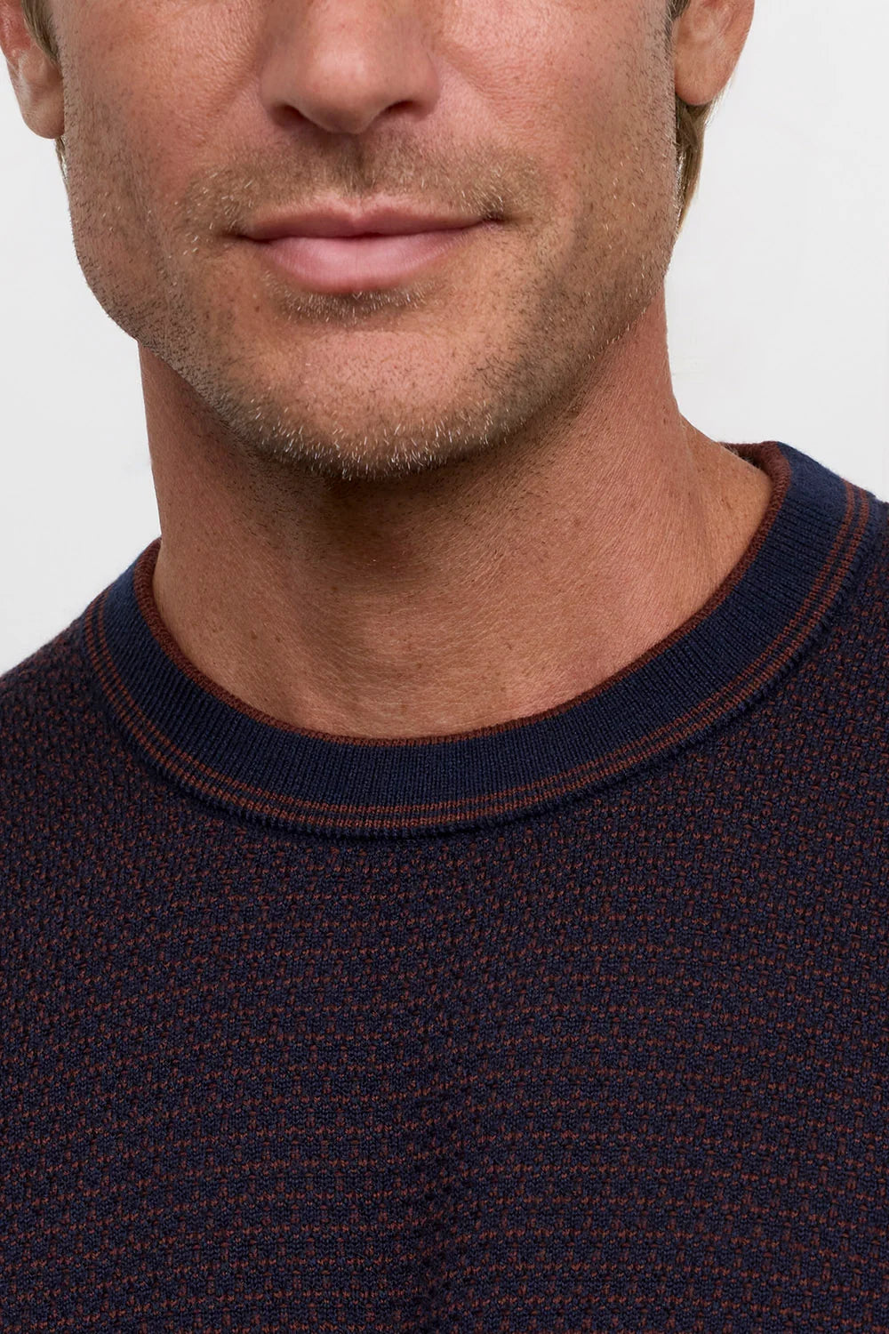 Raffi L/S Jacquard Crew Navy